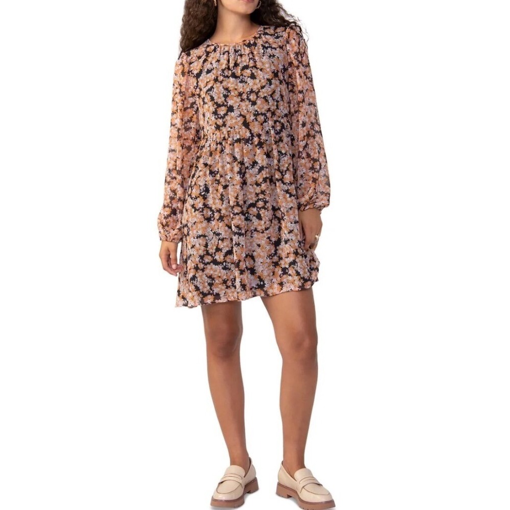 Sanctuary Floral Print Mini Dress Long Sleeve Casual Party Dress Size Small NEW